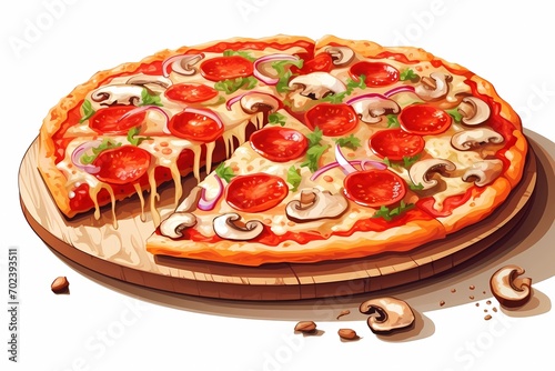 pizza drawing, Italian cuisine, drawing for pizzeria, illustration for cafe, illustration for restaurant, menu item