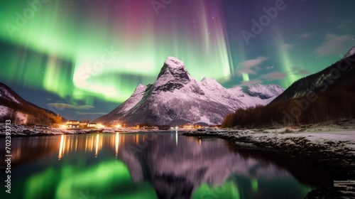 The Northern lights Norway witness the mesmerizing. AI generated
