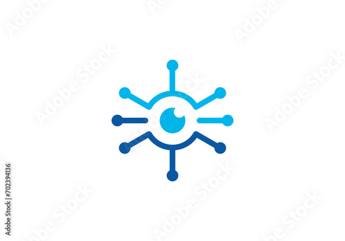 vision tech logo design, software, optics, eye digital connection icon symbol