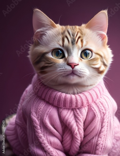  cute cat wearing pink sweater