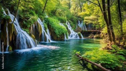 The plitvice lakes national park croatia wander. AI generated