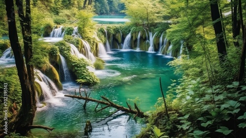 The plitvice lakes national park croatia wander. AI generated