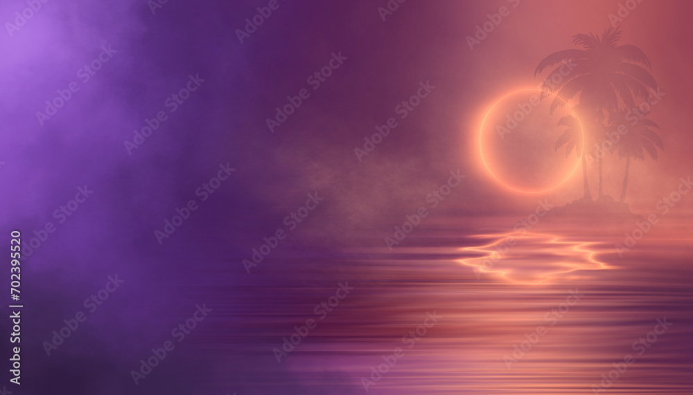 Fototapeta premium Futuristic empty neon background. High tech lines, studio product, future cyberspace concept. 3D illustration.