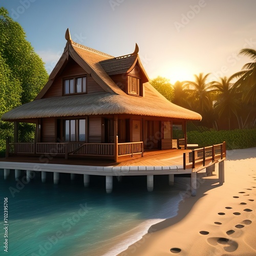 wooden villa by the beach photo