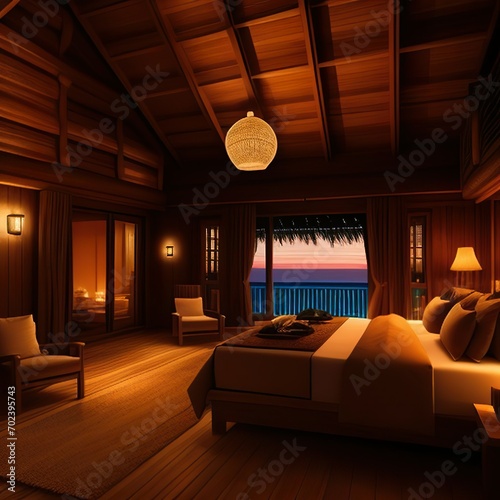 wooden villa by the beach photo