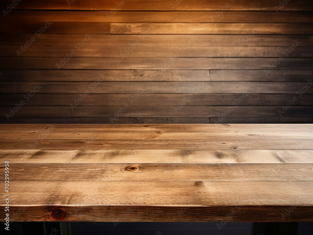 Rustic wooden table with a warm wood background