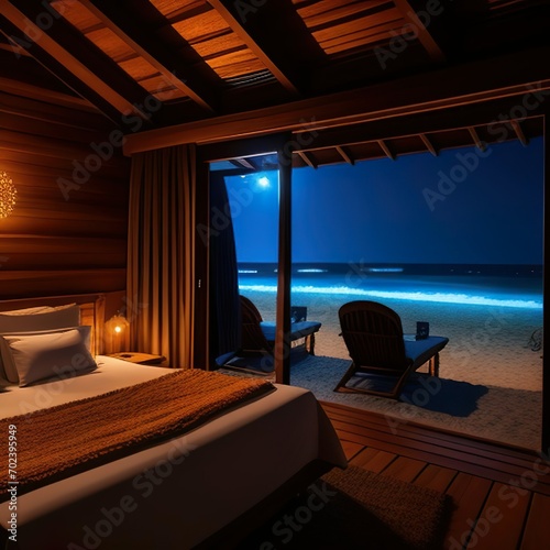 wooden villa by the beach photo