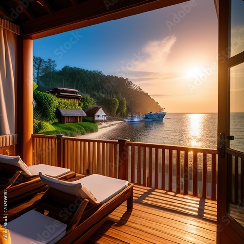 wooden villa by the beach photo