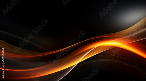 Black and orange modern abstract background with yellow glowing movement and high-speed light effect 