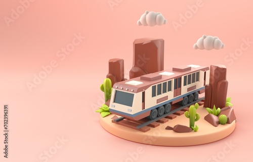Isolated 3D Train. 3D Illustration