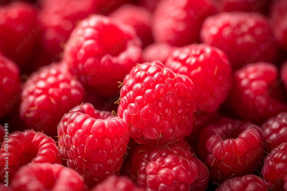 Heap of sweet red raspberries close up Heap of sweet red raspberries close up