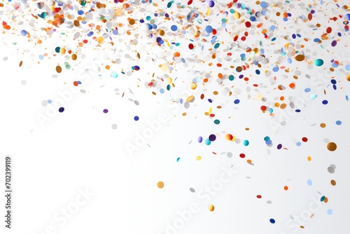 Colorful falling confetti on white background