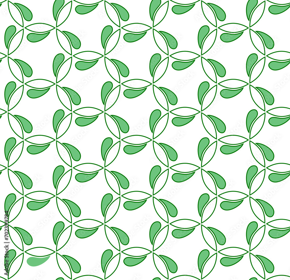 Floral ornament. Seamless abstract classic background with green leaves. Pattern with repeating floral elements. Ornament for wallpaper and packaging