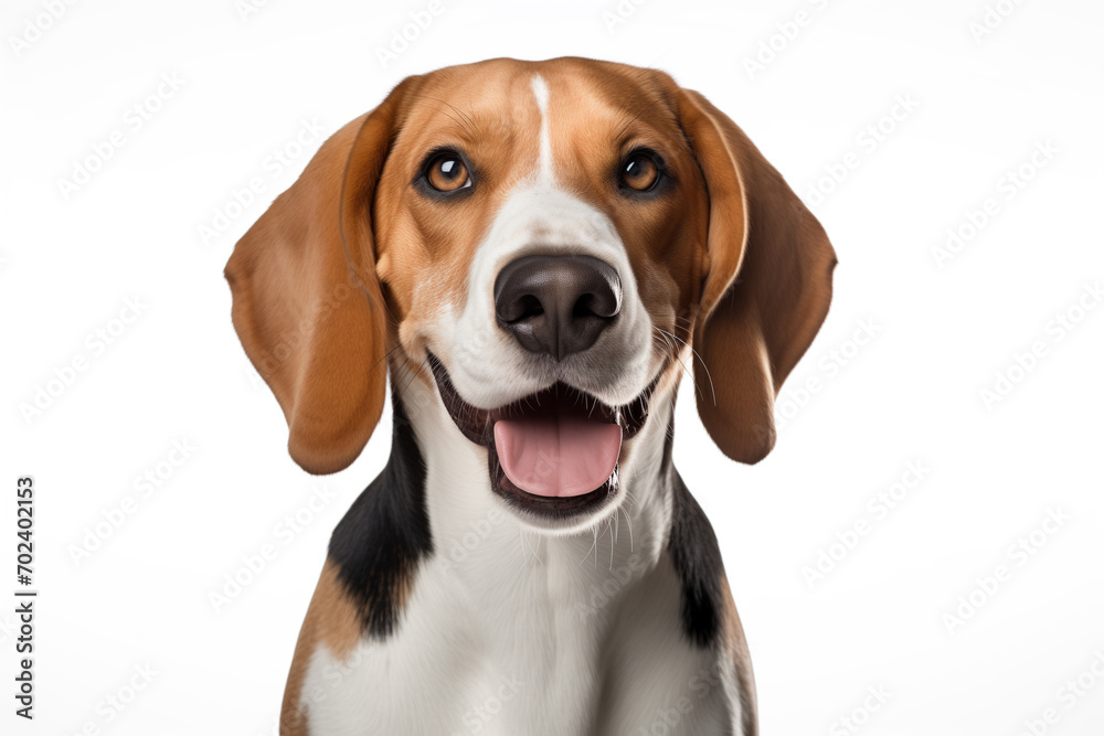American Foxhound dog, head close-up, isolated on white background