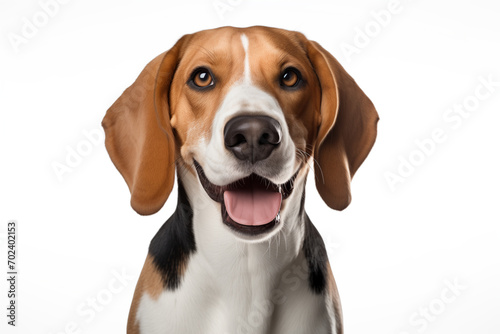 American Foxhound dog, head close-up, isolated on white background photo