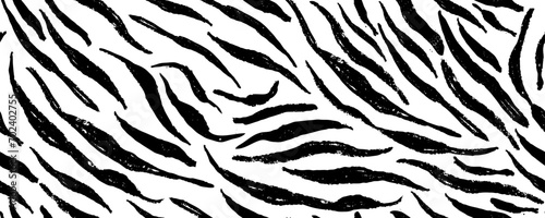 Seamless vector black and white zebra pattern. Stylish wild zebra print. Animal print background for fabric, textile, design, advertising banner.
 photo
