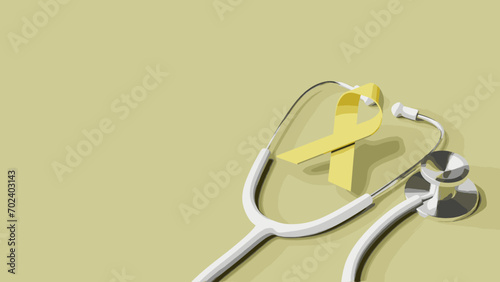  Support and Care: A Yellow Ribbon and Stethoscope Symbolizing Healthcare Awareness