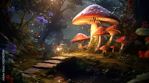 Magical mushroom in fantasy enchanted fairy tale © John
