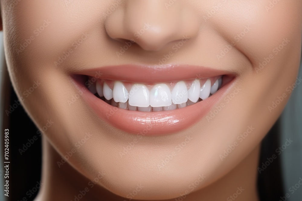 Obraz premium Smile with white healthy teeth of young woman