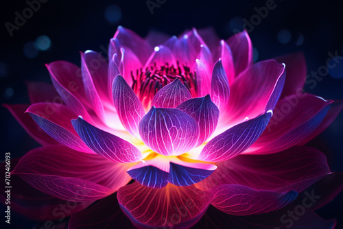 Pink lotus bio luminescence phosphor illusion neon glowing