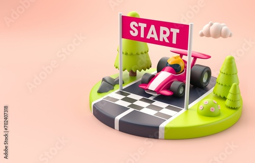 Isolated Race Car. 3D Illustration photo