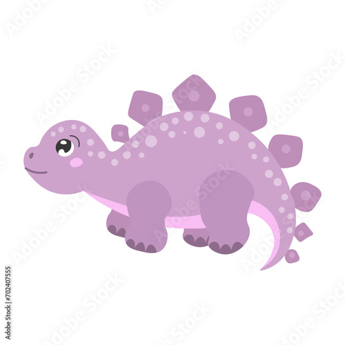 Cute funny cartoon dinosaur on a white background. Print  illustrtation  vector