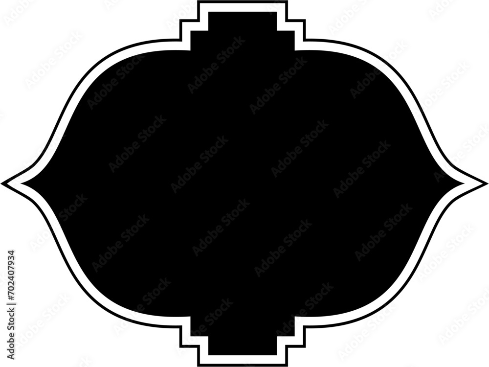 Obraz premium Islamic Frame Design Glyph with outline Black Filled silhouettes Design pictogram symbol visual illustration
