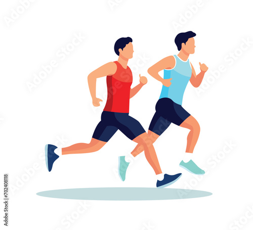runners in the race flat character illustration