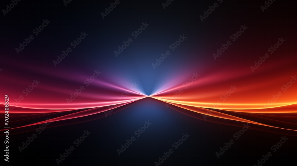 Mastery of light, left and right symmetry of two gradient colors, dark magenta and orange, glow-in-the-dark effects, deep purple and light orange - obrazy, fototapety, plakaty 
