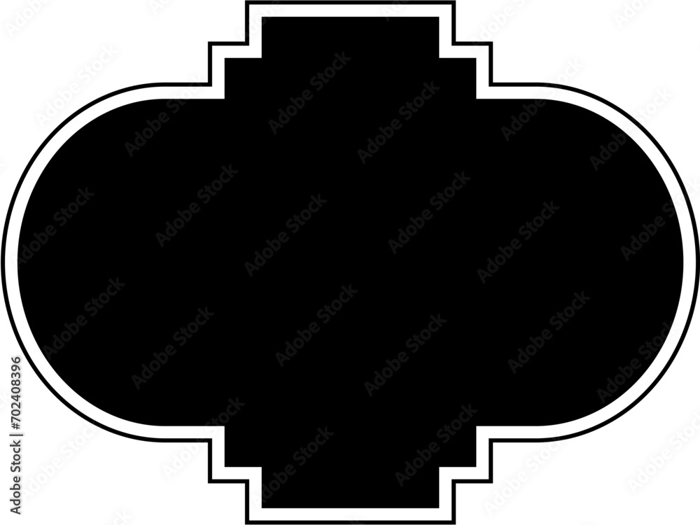 Islamic Frame Design Glyph with outline Black Filled silhouettes Design pictogram symbol visual illustration