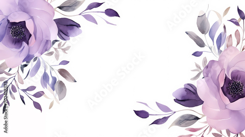 Floral frame with watercolor flowers, decorative flower background pattern, watercolor floral border background