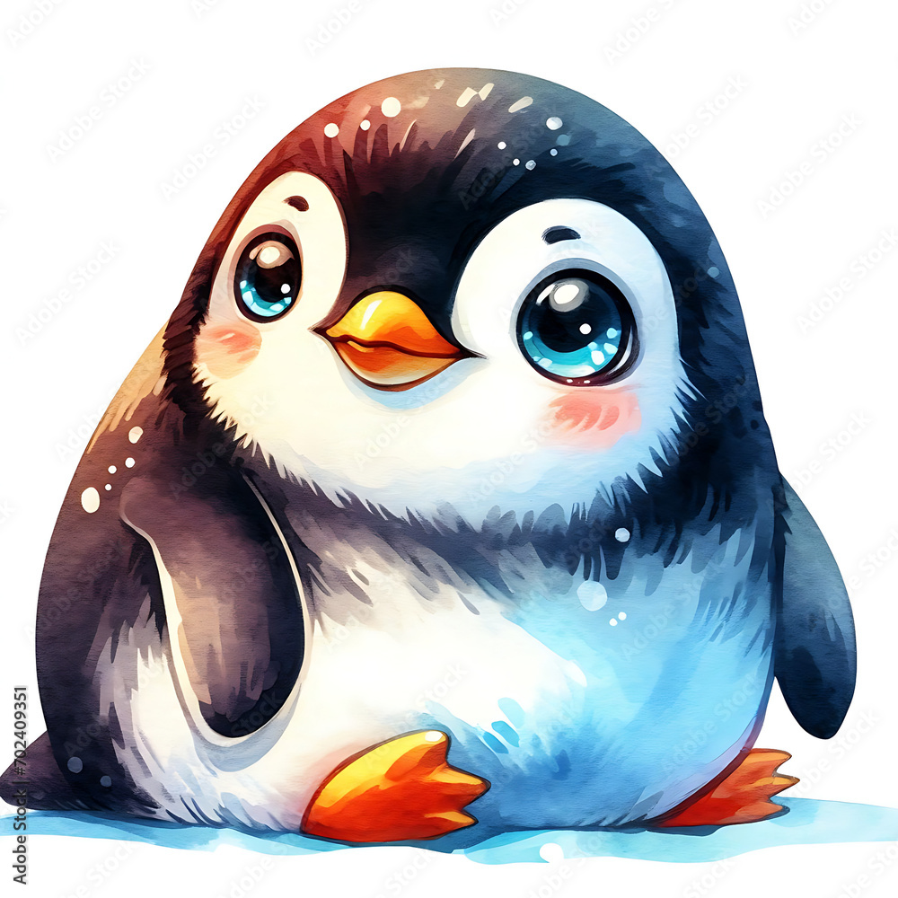 Obraz premium Adélie Penguin cartoon isolated on white background