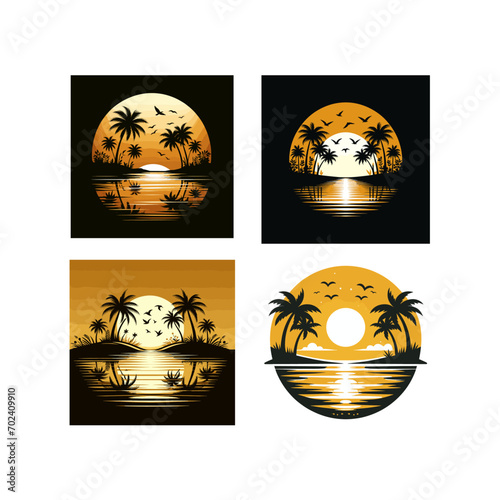 sunrise beach vector illustration