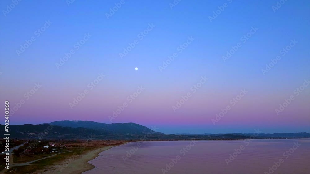 Drone video of a flight over the coast of Nea Kerdylia, Greece during sunset Drone video of a flight over the coast of Nea Kerdylia, Greece during sunset
