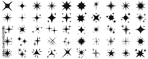 Star icons.Sparkle star icons. Shine icons. Twinkling stars. Sparkles, shining burst. Christmas vector symbols isolated 