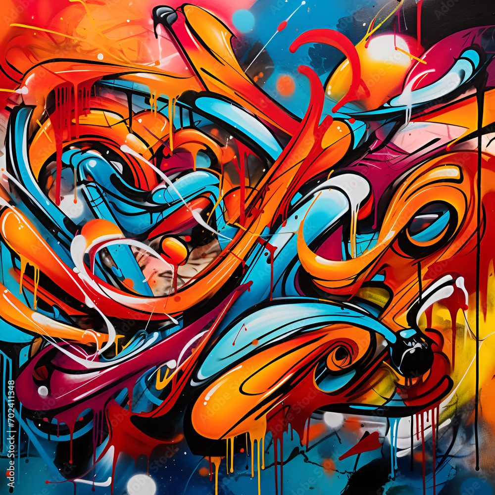 Graffiti on the wall abstract colorful background vibrand colors