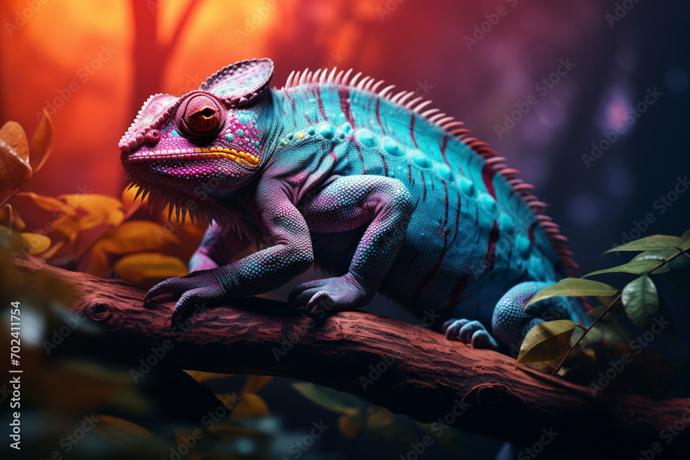 The Chameleon reptile in Gradation Color The Chameleon reptile in Gradation Color