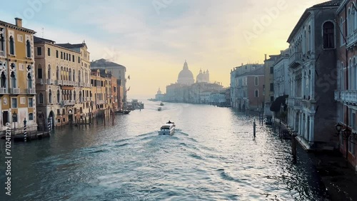 Short footage of the Canal Grande in Venice at sunrise 
