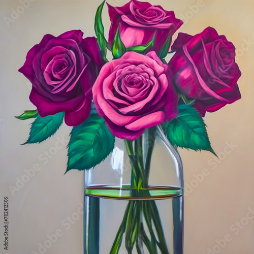 bouquet of roses in vase with background clear.