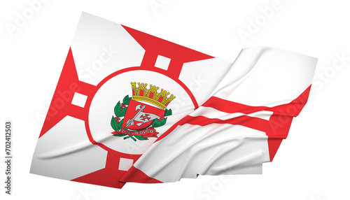 A bandeira da cidade ou município de São Paulo, a capital do estado ded São Paulo, Brasil - Ilustração 3D photo