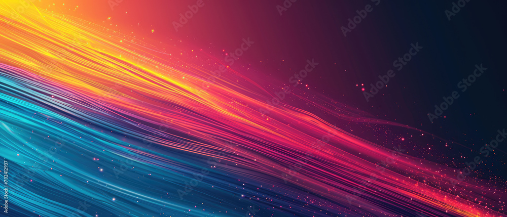 Dynamic streaks of neon light with sparkling particles in a vibrant gradient. Dynamic streaks of neon light with sparkling particles in a vibrant gradient.