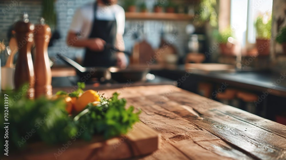 Generative AI, busy chefs working on the restaurant kitchen , blurred background Generative AI, busy chefs working on the restaurant kitchen , blurred background