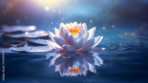 picture zen lotus flower on water meditation.