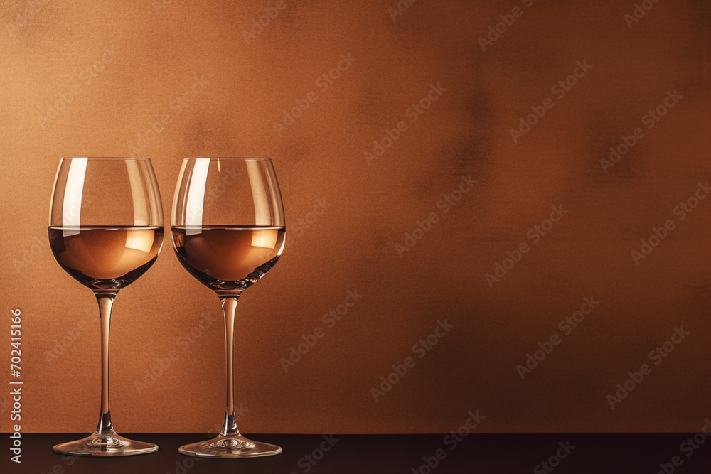 Wineglasses on brown background