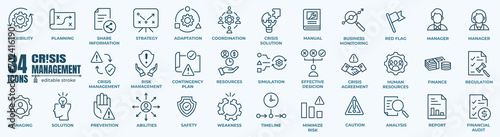 Set of crisis and risk management Icon. Simple line art style icons pack. Vector illustration. Editable line photo