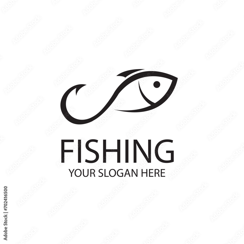 fishing emblem with fish and hook isolated on white background fishing emblem with fish and hook isolated on white background