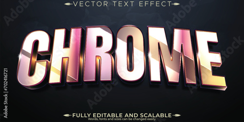 Chrome text effect, editable metallic and shiny customizable font style