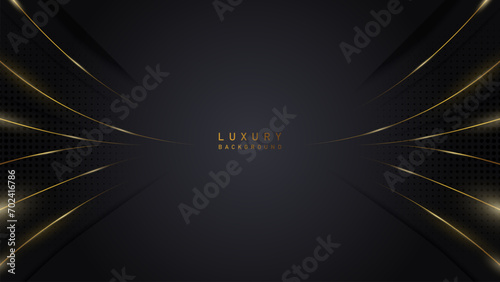Fototapeta Naklejka Na Ścianę i Meble -  Luxury modern black abstract background with golden lines. vector illustration luxury deluxe template design