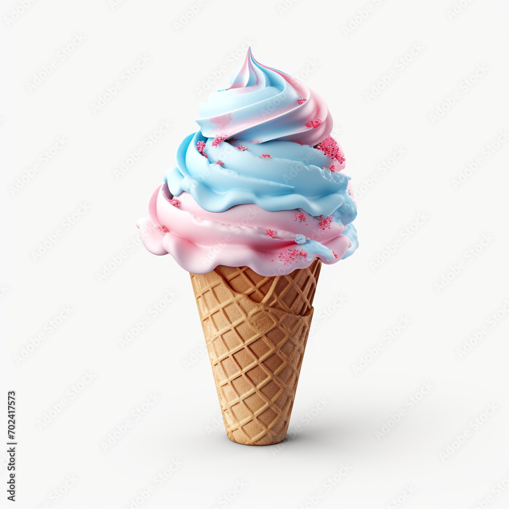 a pink and blue ice cream cone with a sprinkles on transparent background created with Generative Ai a pink and blue ice cream cone with a sprinkles on transparent background created with Generative Ai