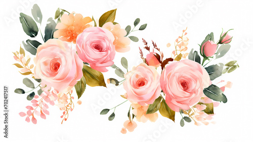 Floral frame with watercolor flowers  decorative flower background pattern  watercolor floral border background